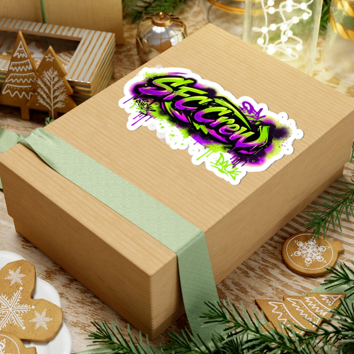 SFC Crew Graffiti Sticker — Neon Street Art Kiss-Cut Decal