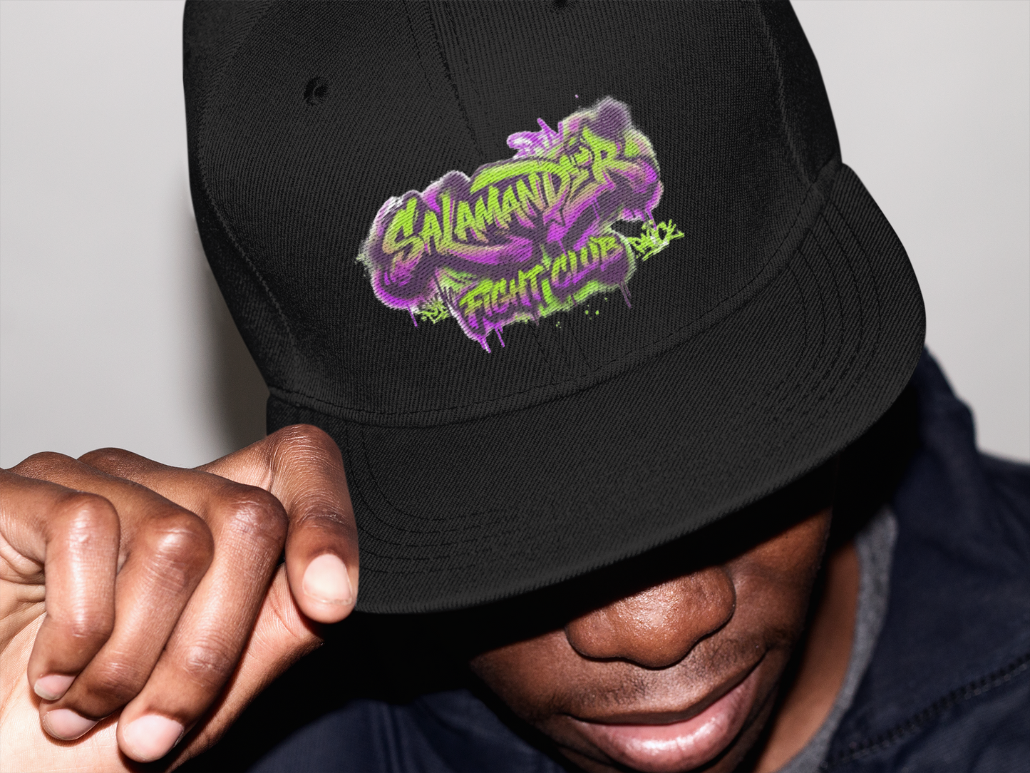 Salamander Fight Club Embroidered Snapback Trucker Hat - Y2K Streetwear Hat