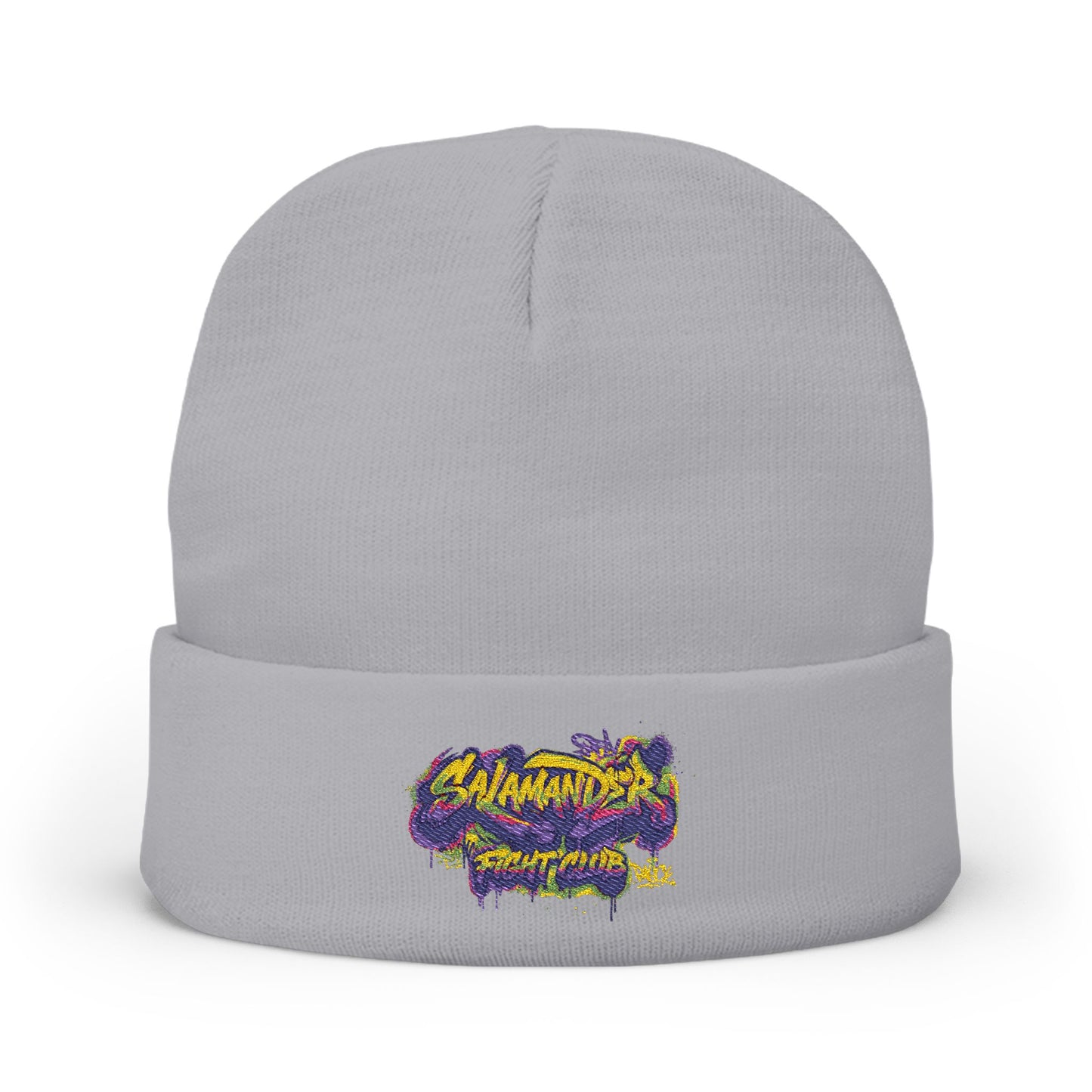 Salamander Fight Club Graffiti Logo Embroidered Beanie | Y2K Streetwear Knit Cap