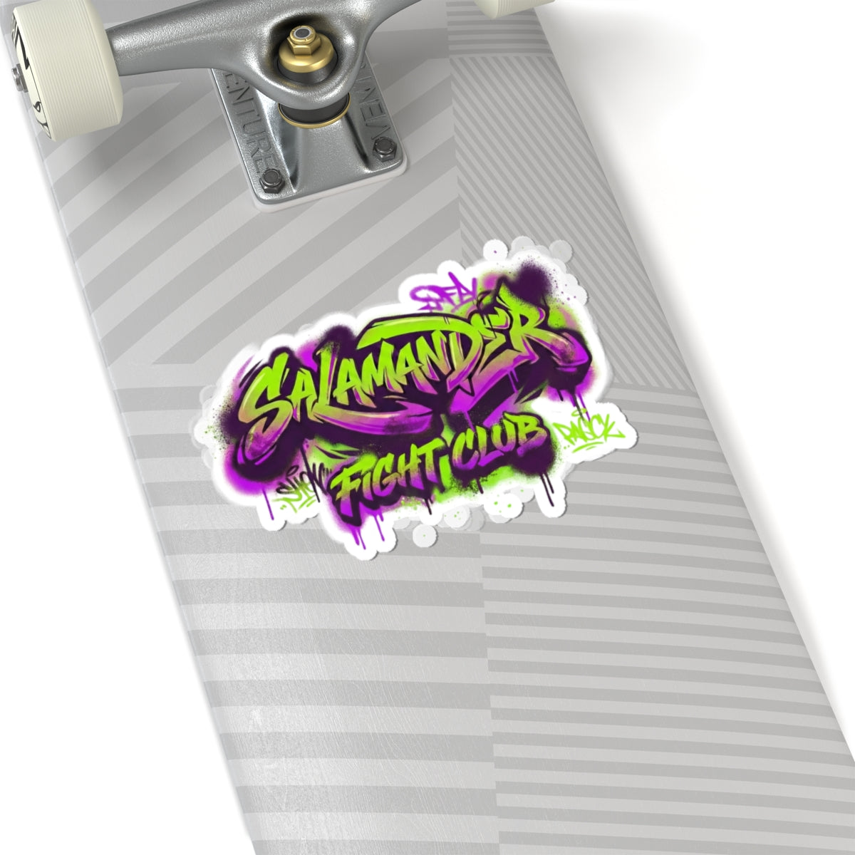 Salamander Fight Club Graffiti Sticker — Neon Street Art Kiss-Cut Decal