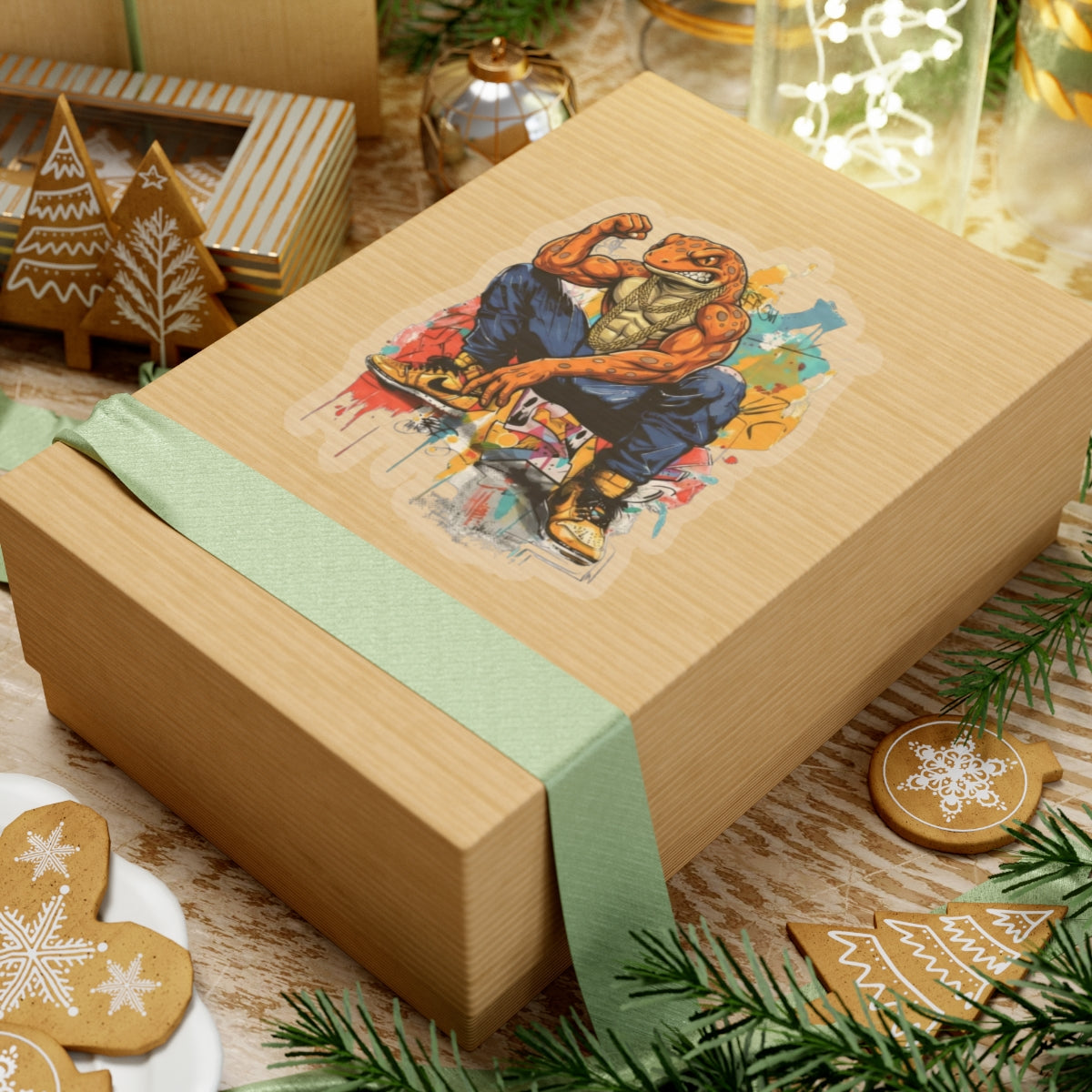 Salamander Fight Club Graffiti Sticker — Neon Street Art Kiss-Cut Decal