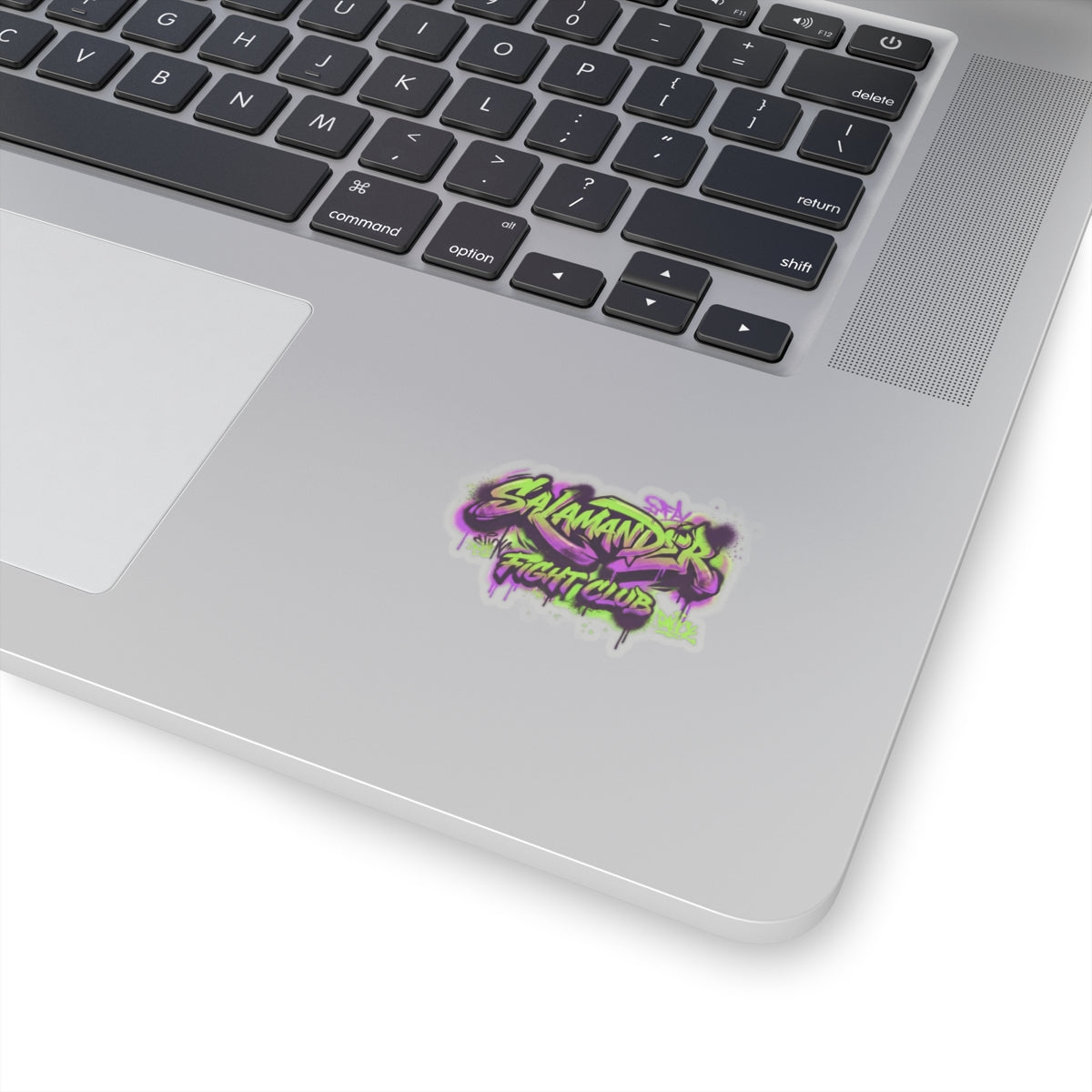 Salamander Fight Club Graffiti Sticker — Neon Street Art Kiss-Cut Decal