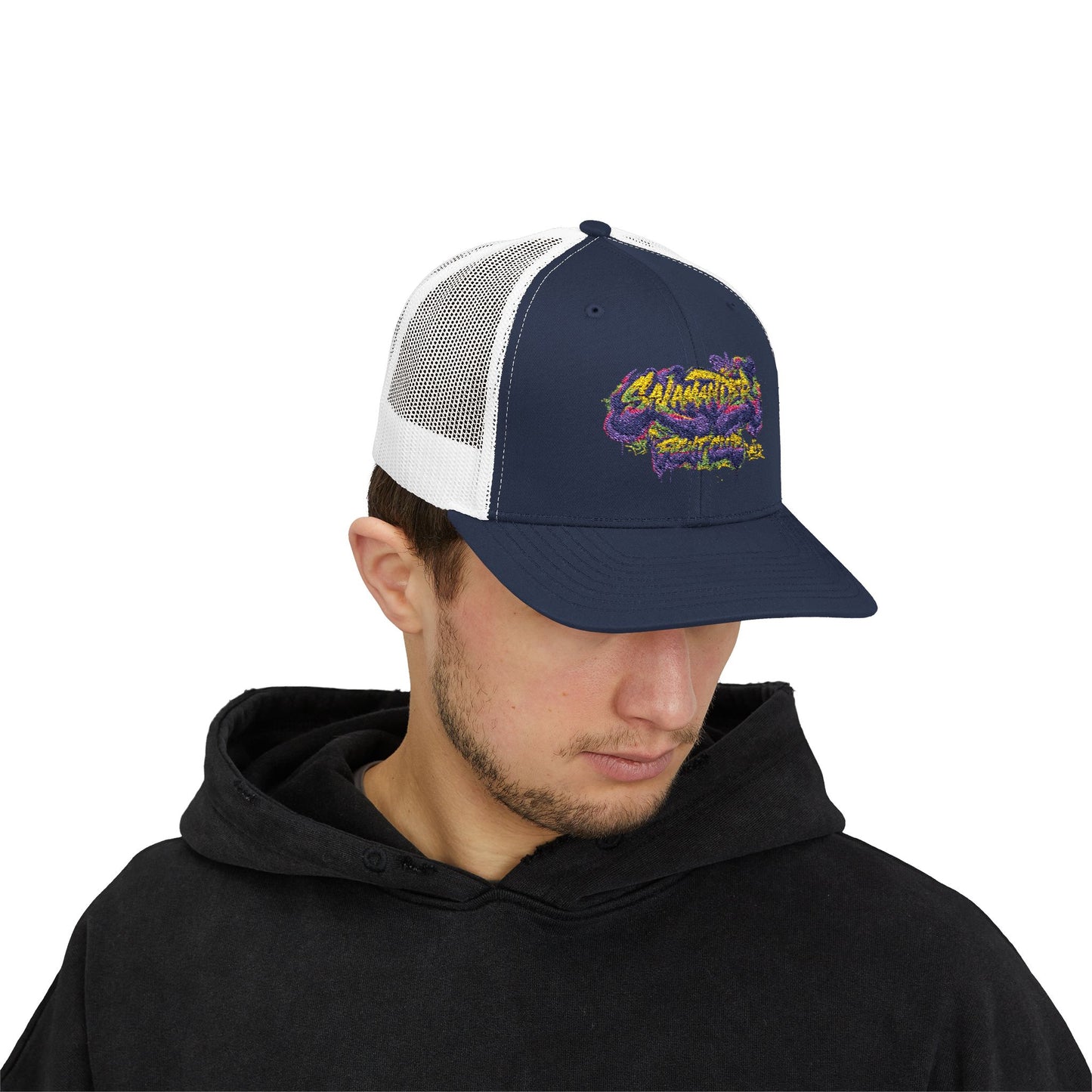 Salamander Fight Club Embroidered Snapback Trucker Hat - Y2K Streetwear Hat