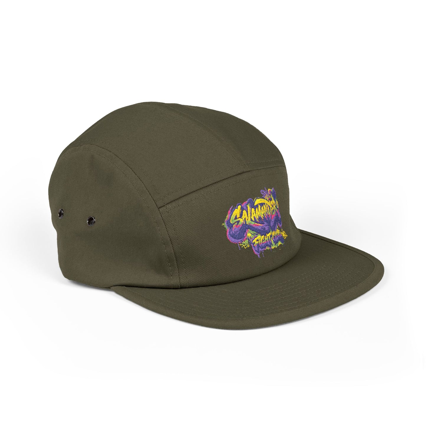 Salamander Fight Club Embroidered 5-Panel Cap — Colorful Graffiti Patch