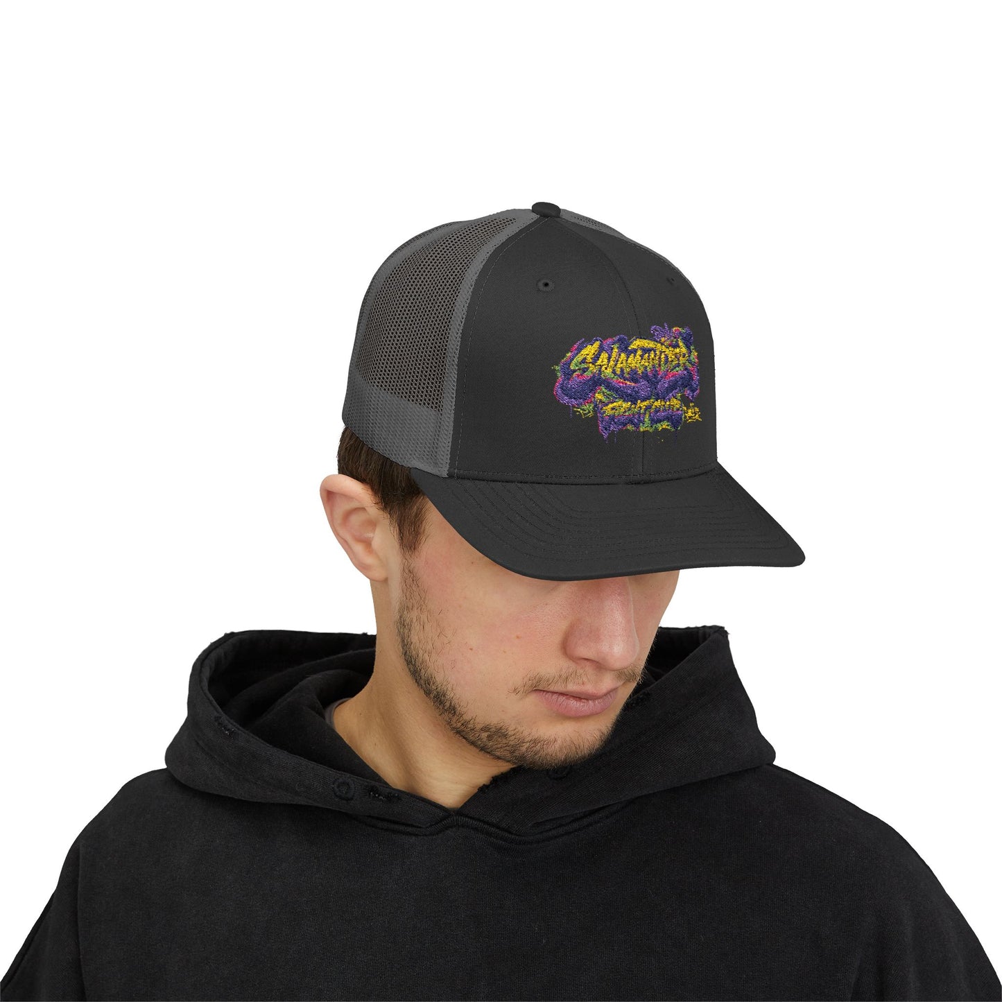 Salamander Fight Club Embroidered Snapback Trucker Hat - Y2K Streetwear Hat