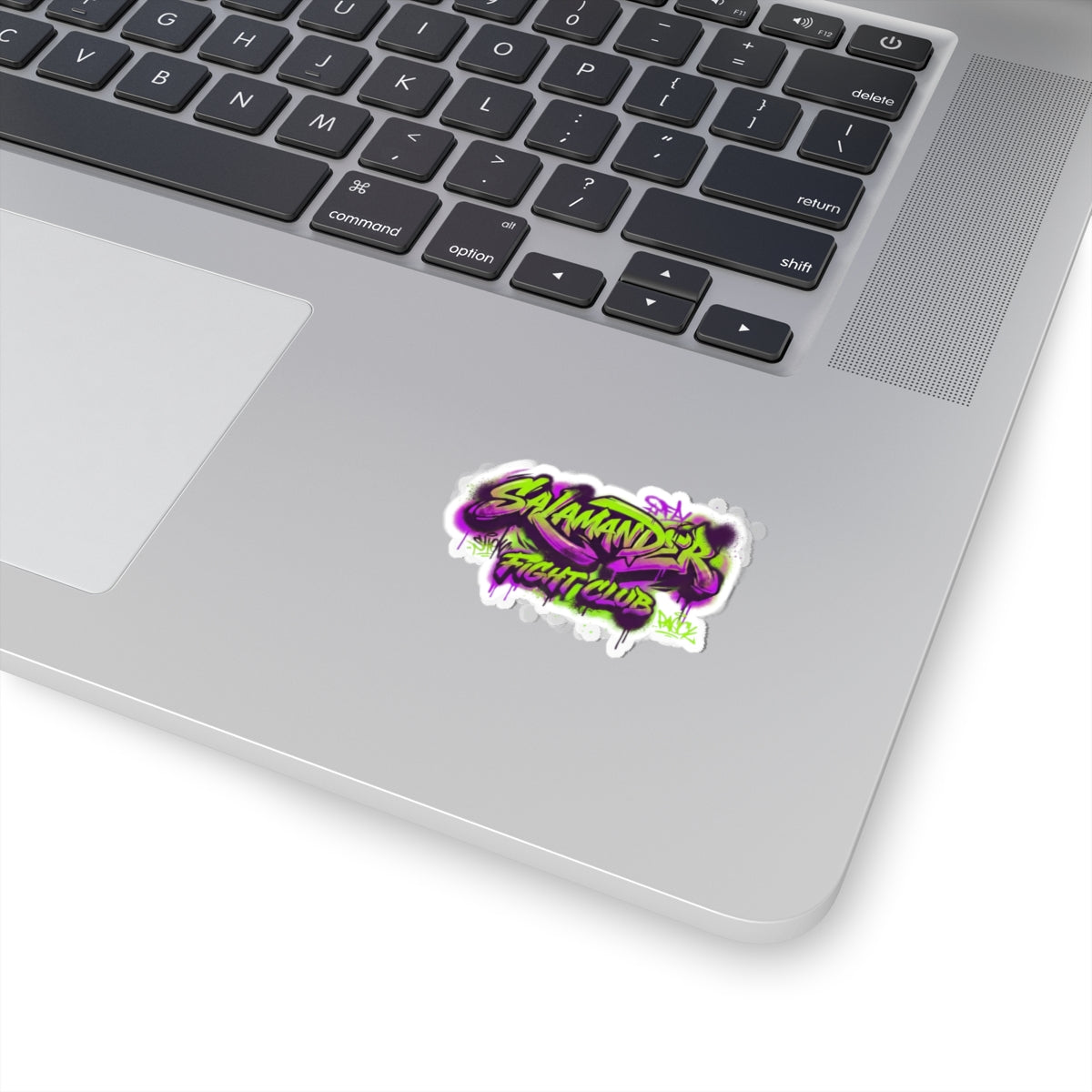 Salamander Fight Club Graffiti Sticker — Neon Street Art Kiss-Cut Decal