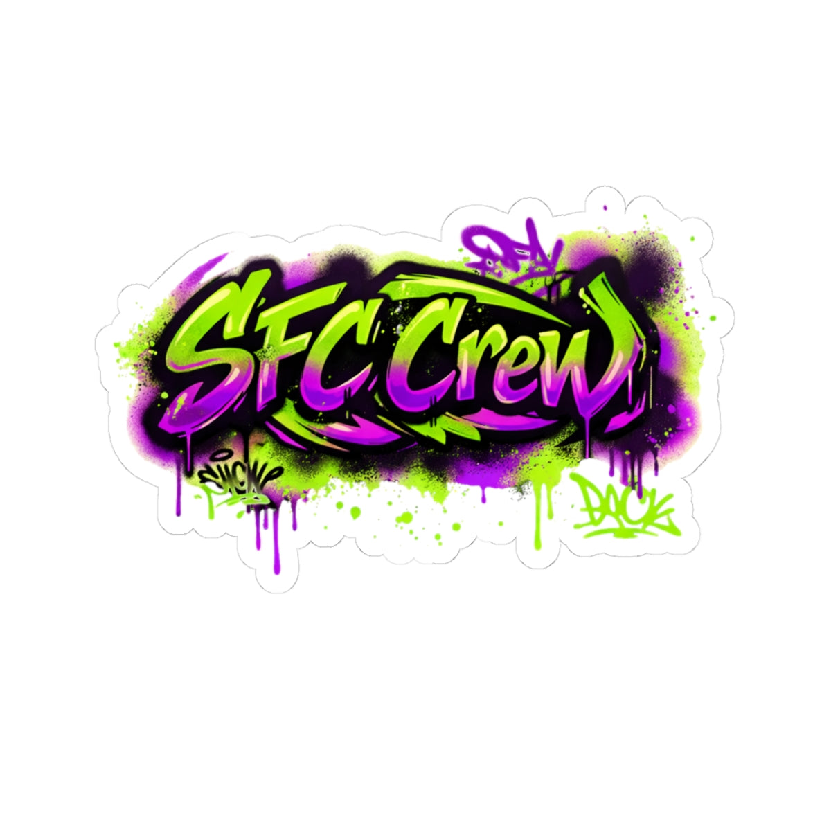 SFC Crew Graffiti Sticker — Neon Street Art Kiss-Cut Decal