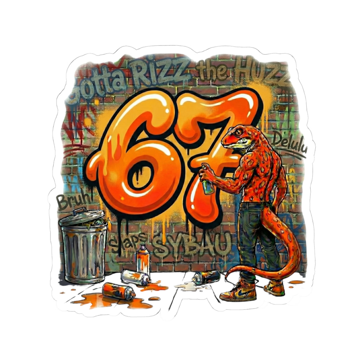 Salamander Fight Club Graffiti Sticker — Neon Street Art Kiss-Cut Decal