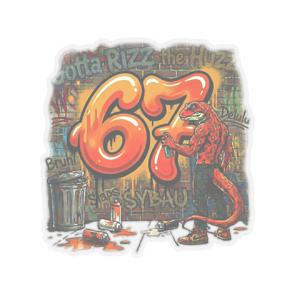 Salamander Fight Club Graffiti Sticker — Neon Street Art Kiss-Cut Decal