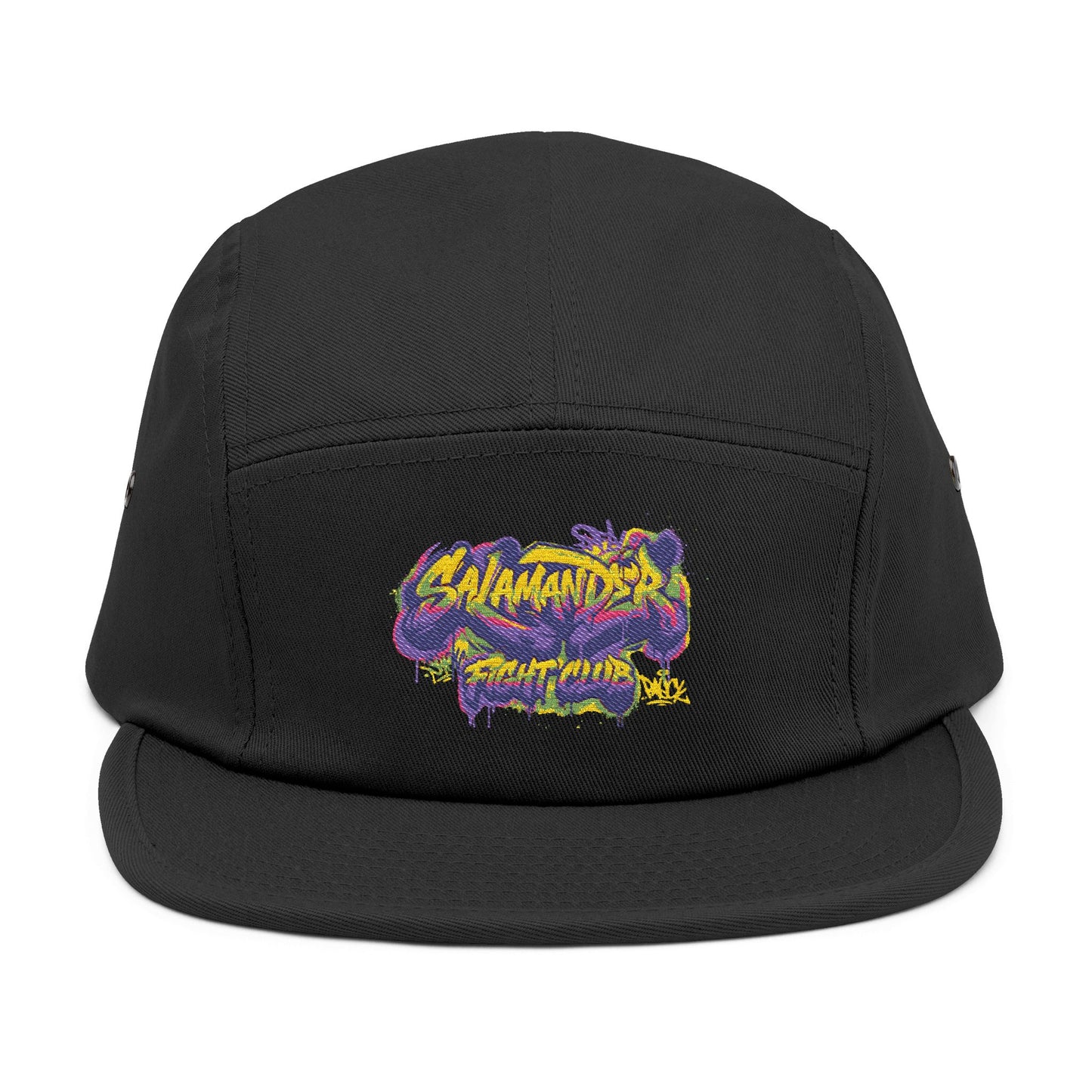 Salamander Fight Club Embroidered 5-Panel Cap — Colorful Graffiti Patch