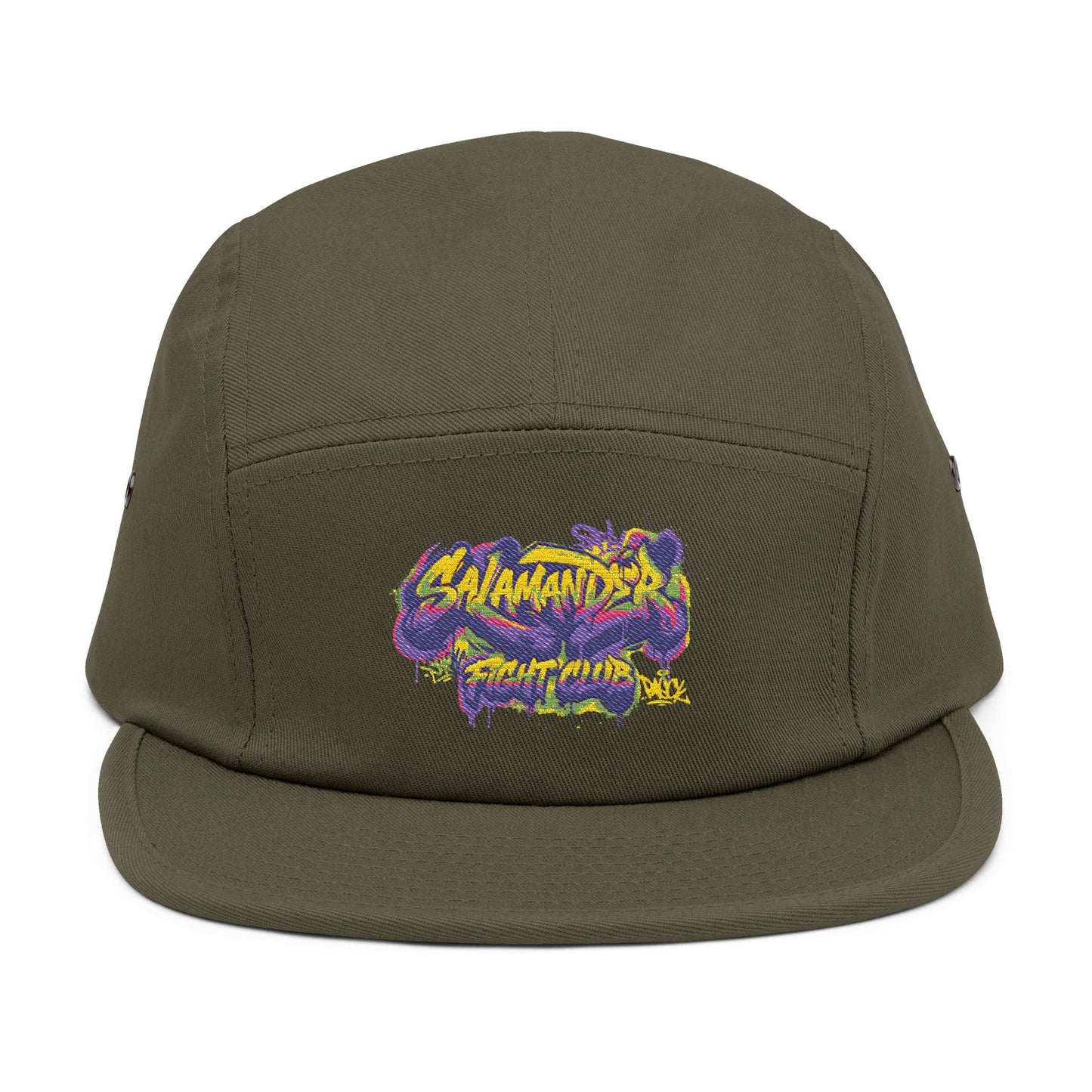 Salamander Fight Club Embroidered 5-Panel Cap — Colorful Graffiti Patch