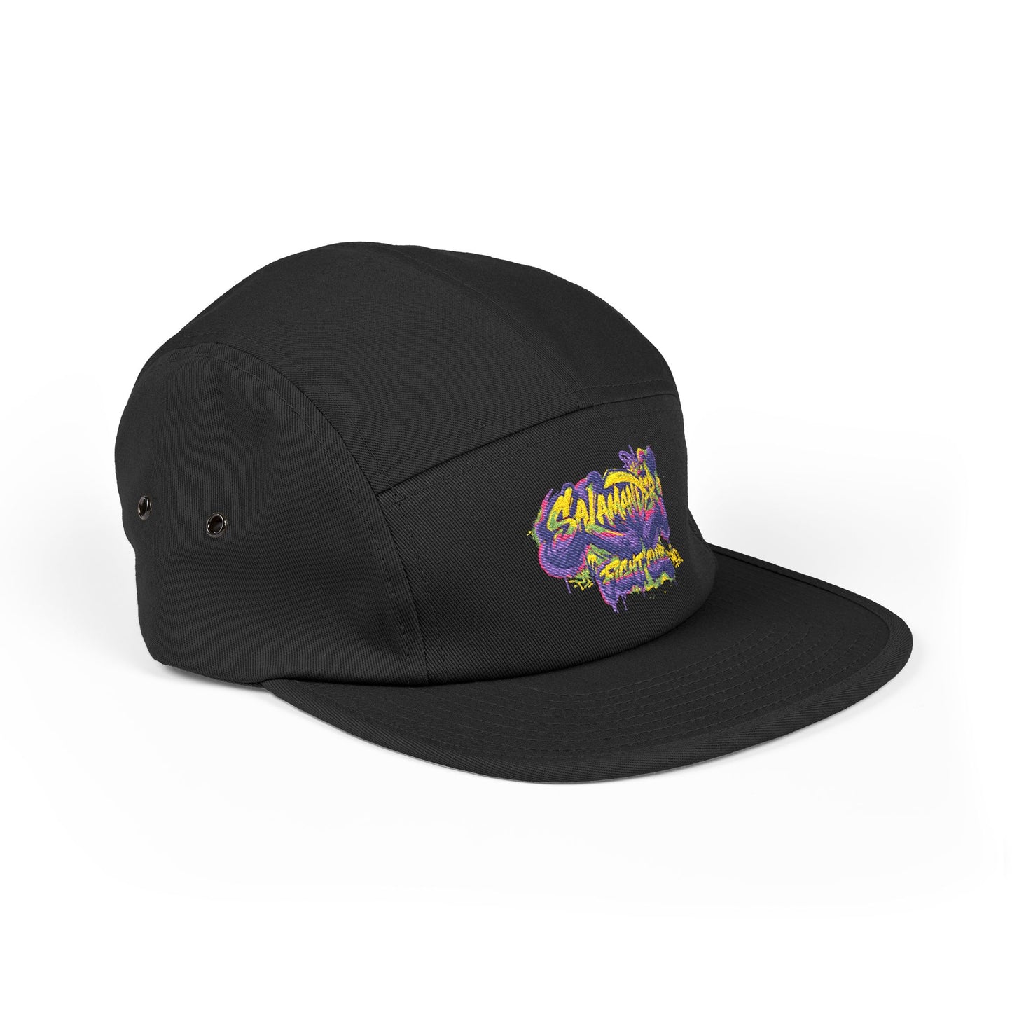 Salamander Fight Club Embroidered 5-Panel Cap — Colorful Graffiti Patch