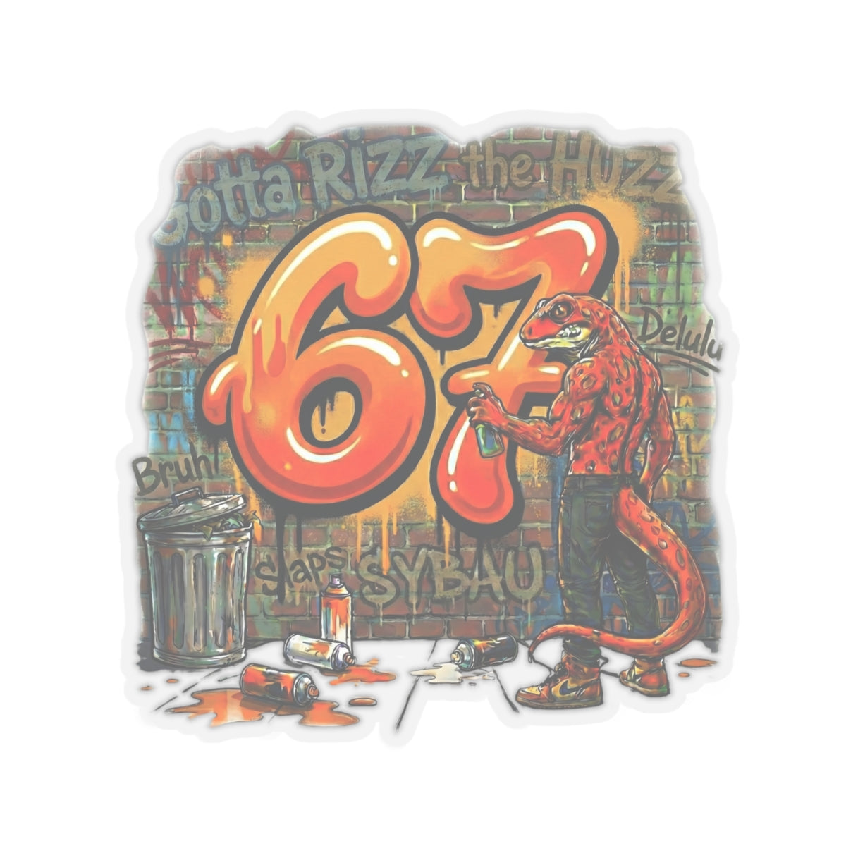 Salamander Fight Club Graffiti Sticker — Neon Street Art Kiss-Cut Decal