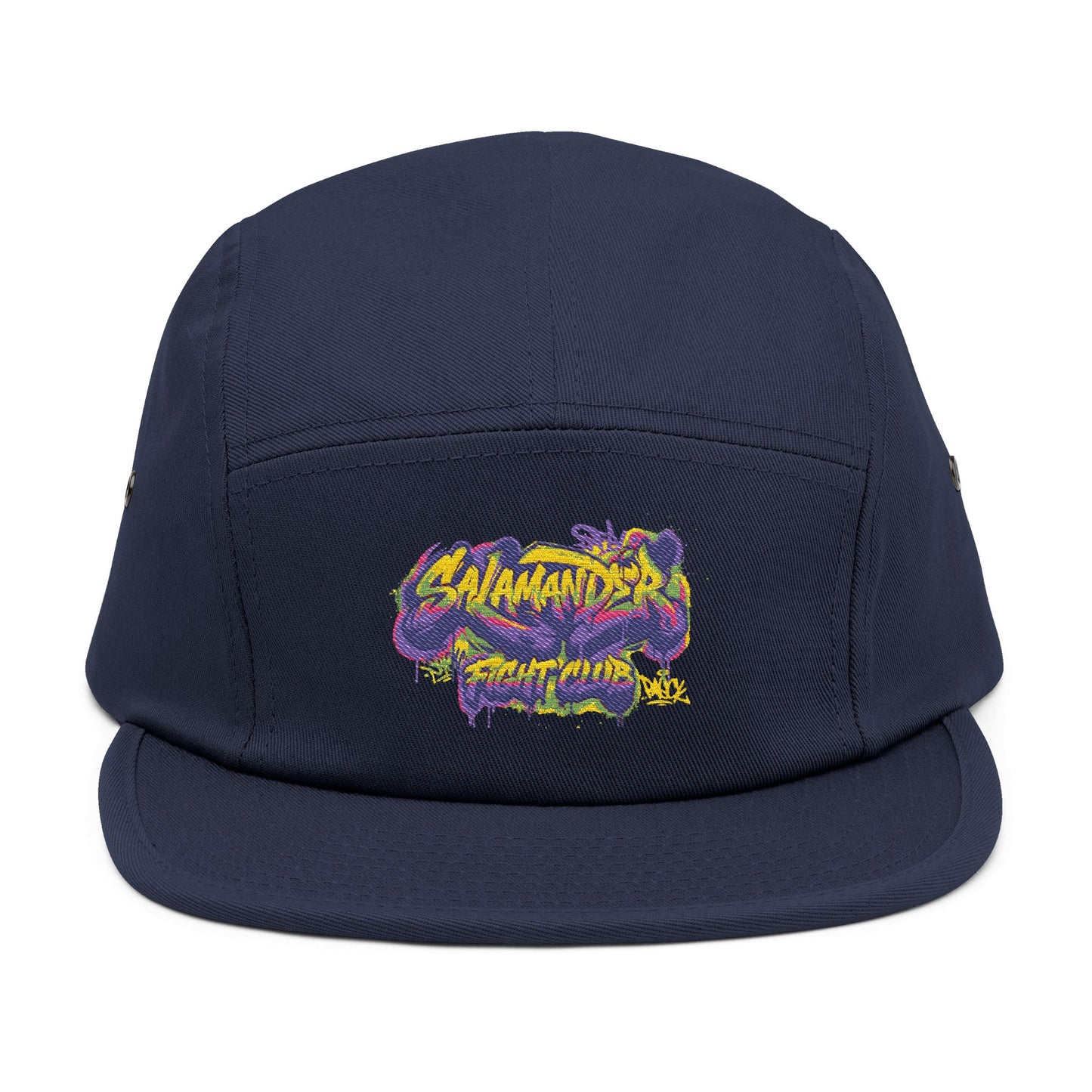 Salamander Fight Club Embroidered 5-Panel Cap — Colorful Graffiti Patch