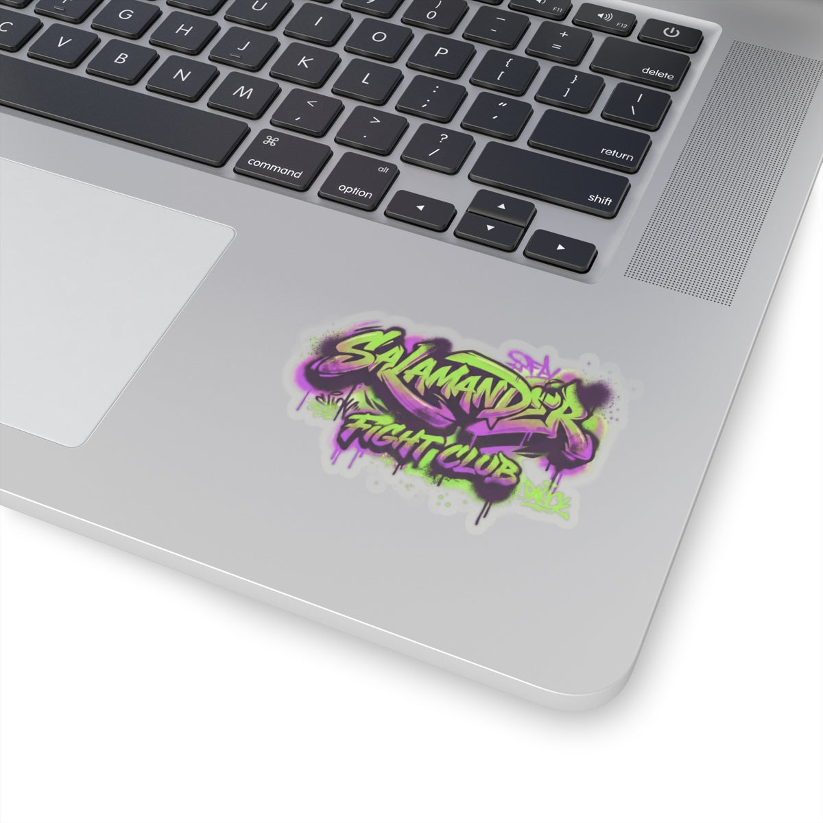 Salamander Fight Club Graffiti Sticker — Neon Street Art Kiss-Cut Decal