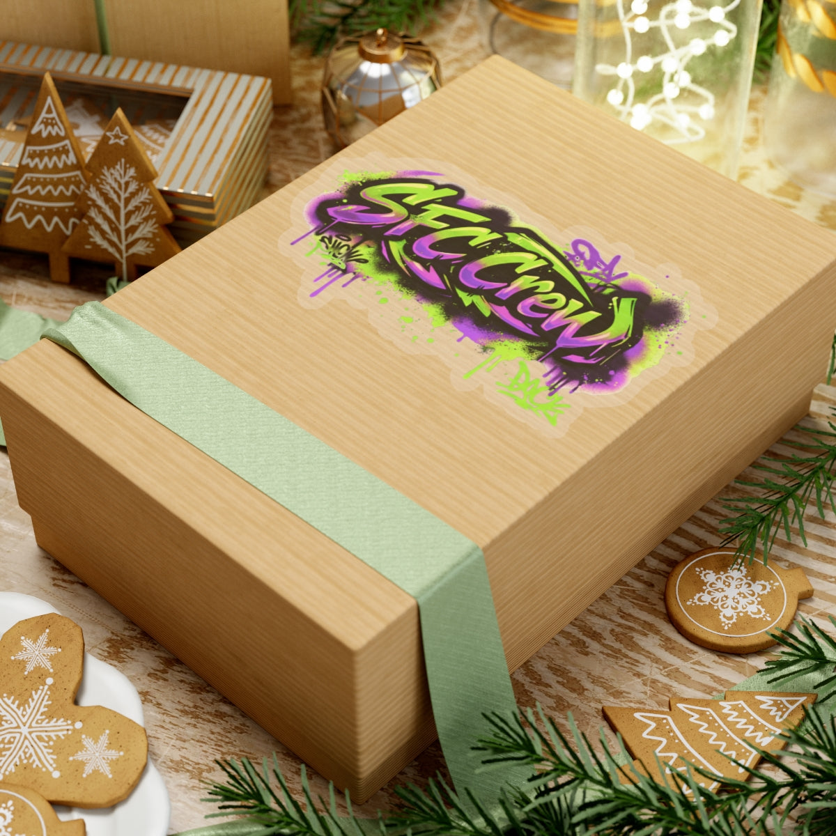 SFC Crew Graffiti Sticker — Neon Street Art Kiss-Cut Decal