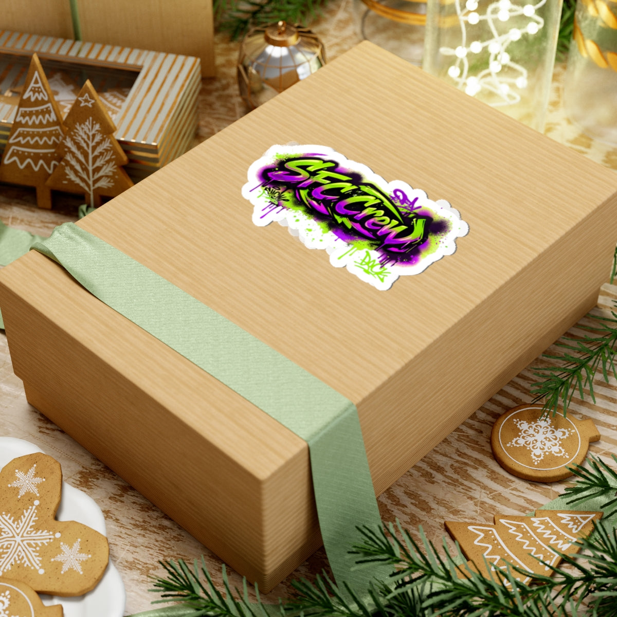 SFC Crew Graffiti Sticker — Neon Street Art Kiss-Cut Decal